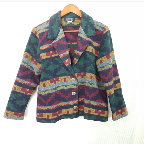 Vintage Wool Blend Southwest Blazer Cardigan - Picture 1 of 7